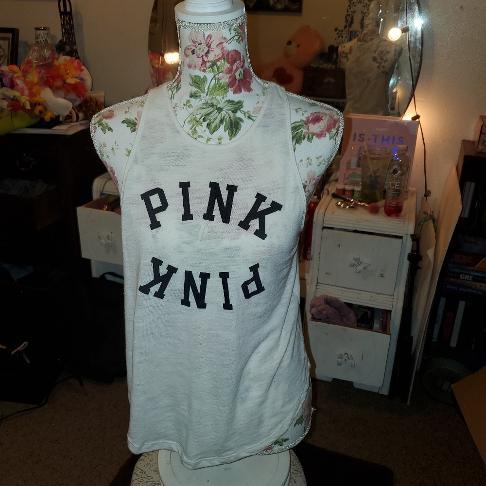 White Pink Victoria Secret tank top